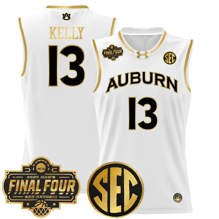Men Auburn Tigers #13 Kelly white 2025 Final Four Patch Lightweight  NCAA Jersey->ncaa teams->NCAA Jersey